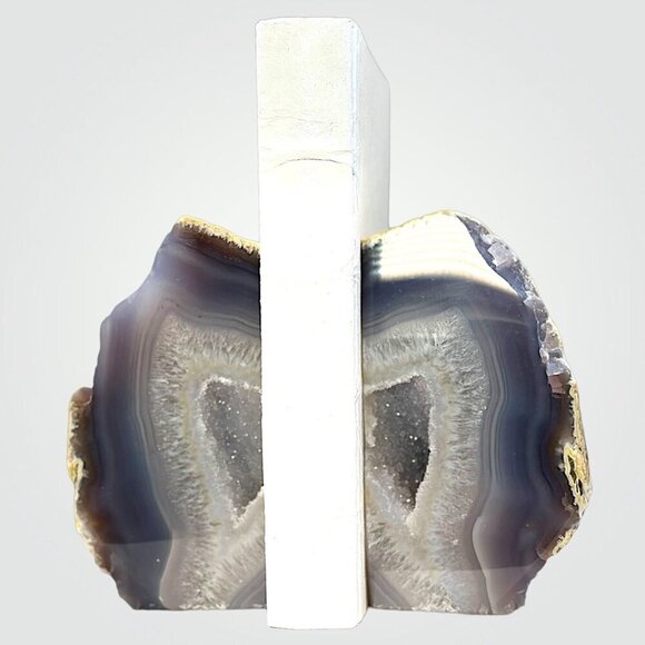 Geode Center, Unique Bookends, Crystal Druzy, Authentic Agate, Bookshelf Decor, - Picture 11 of 13